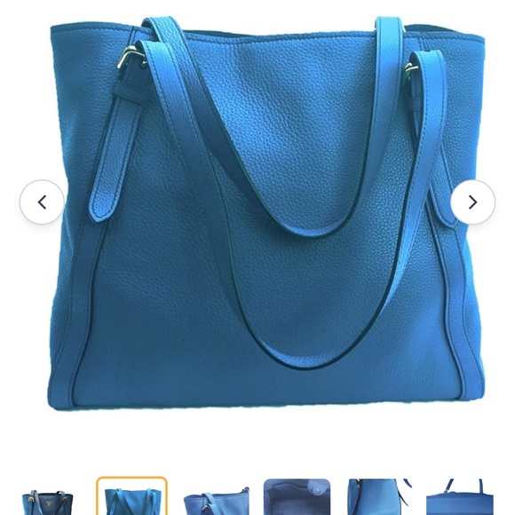 PRADA COBALT BLUE VITELLO PHENIX TOTE HANDBAG PURSE NWOT NEVER USED - Picture 2 of 9